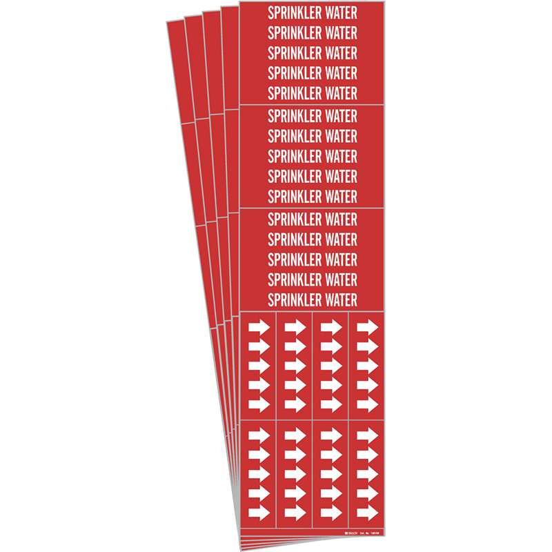SPRINKLER WATER Pipe Marker Style 3C Arrows Polyester WT on RD 3 per Card, 5 PK